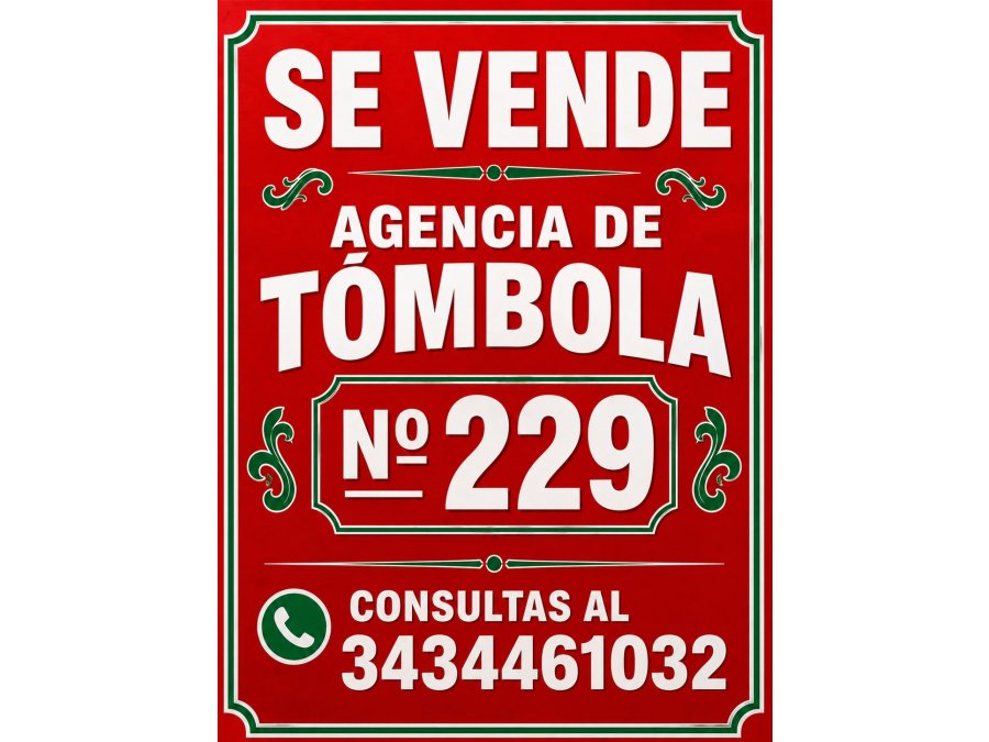 Vendo agencia de tombola