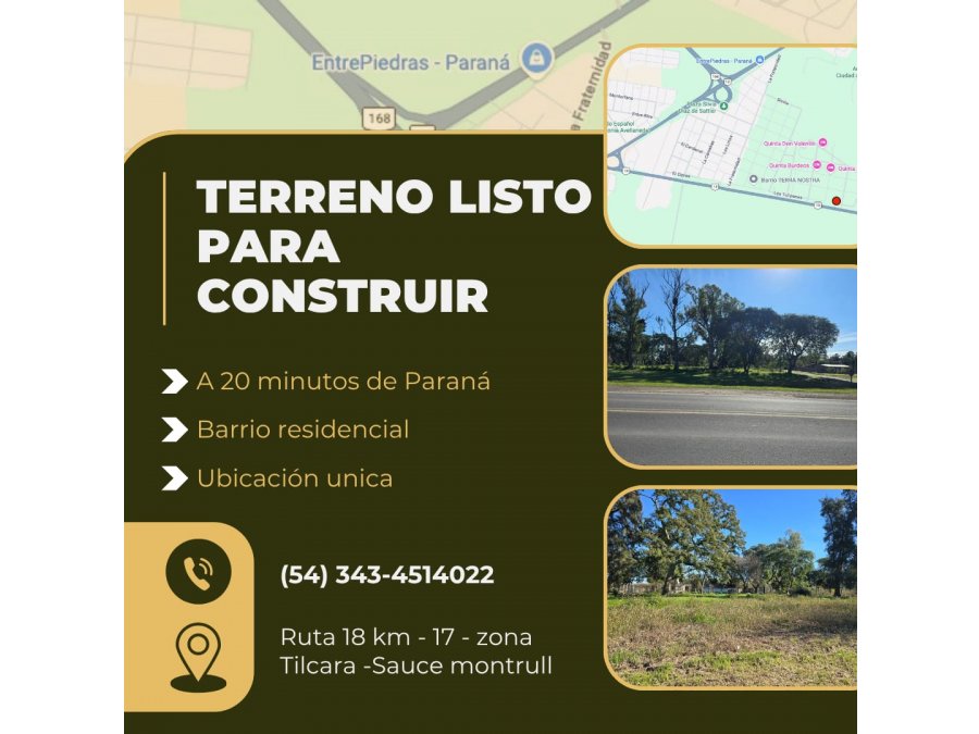 Se vende unico lote en zona "El molino" Sauce Montrull