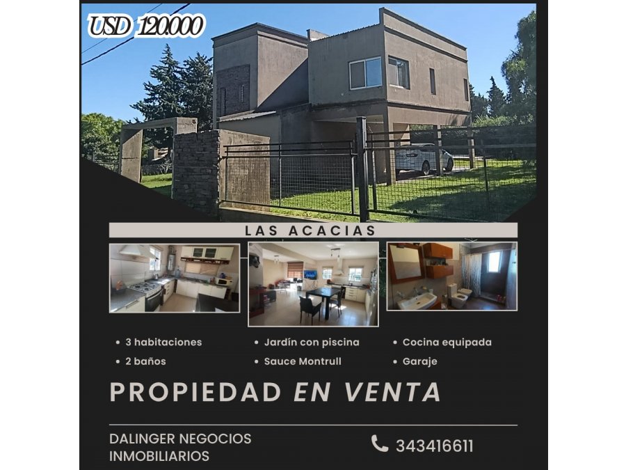 SE VENDE HERMOSA PROPIEDAD EN SAUCE MONTRULL