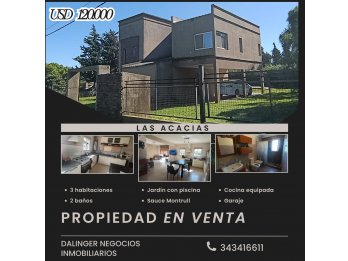SE VENDE HERMOSA PROPIEDAD EN SAUCE MONTRULL