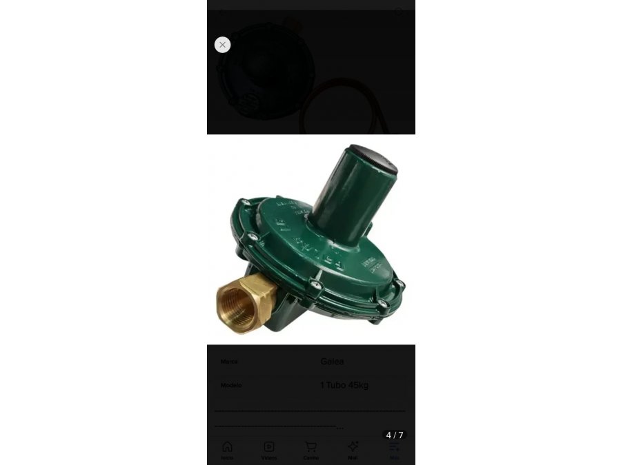 Regulador gas tubo 45k GALEA
