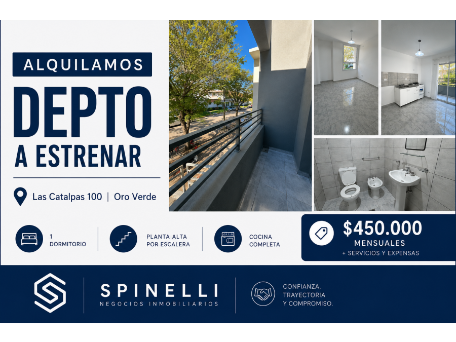 ALQUILAMOS DEPTO - 1 DORM - ORO VERDE