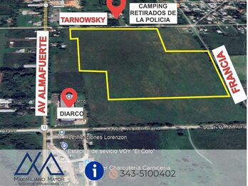 Terreno 134000 m2 ingreso a parana