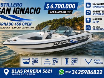 SAN IGNACIO 450 TORNADO OPEN PESCADORA, ROBUSTEZ ASEGURADA