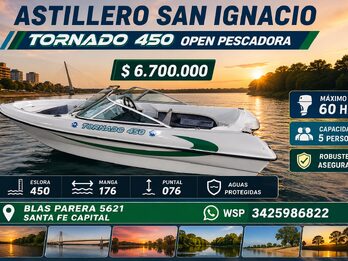 SAN IGNACIO 450 TORNADO OPEN PESCADORA, ROBUSTEZ ASEGURADA
