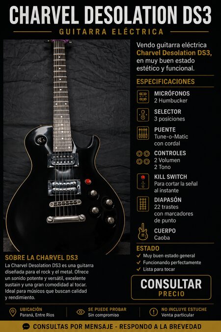 Guitarra Electrica Charvel "Desolation" Ds3