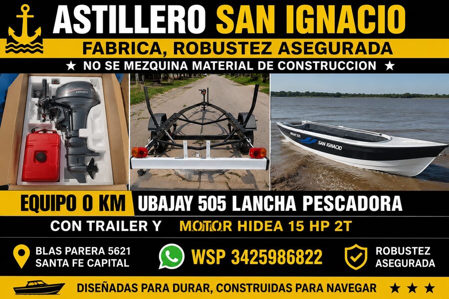 EQUIPO NUEVO 0KM UBAJAY 505 + TRAILER + HIDEA 15 HP