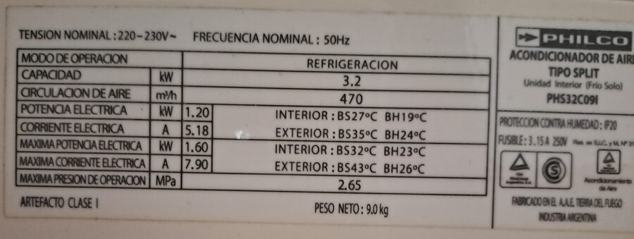 Vendo Aire Acondicionado Tipo Split Frío 2750 fg