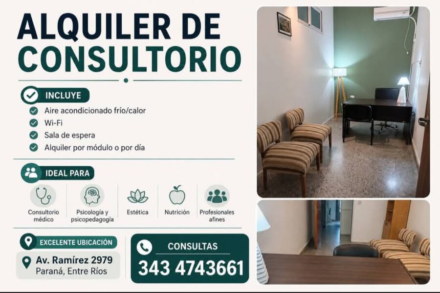 ALQUILER DE CONSULTORIO - sobre Av. Ramírez