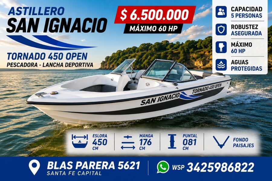 SAN IGNACIO 450 TORNADO OPEN PESCADORA, ROBUSTEZ ASEGURADA