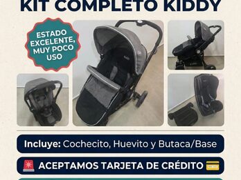 Cochecito marca kiddy, huevito von base pra auto, sillota de auto y booster
