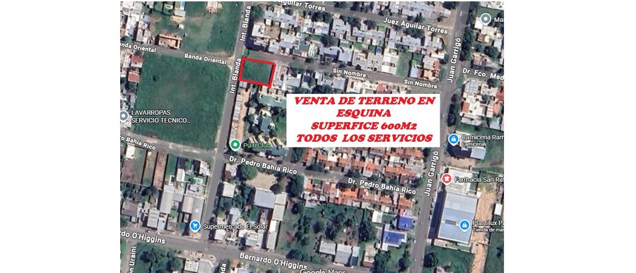 SE VENDE TERRENO EN CALLE INTENDENTE BLANDA Y PAXSAJE PRIVADO