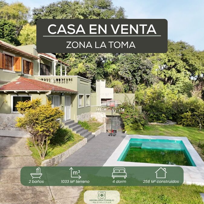 🏡 Casa 4 dorm | Piscina | 1.033 m² – Zona La Toma