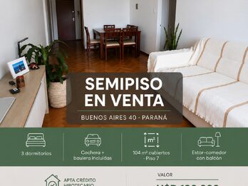 🏢 Depto 3 dorm con Cochera - Apto Crédito, Zona Céntrica.