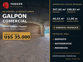 Galpón comercial con trifásica – U$S 35.000