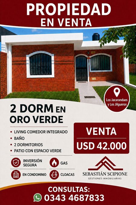 ORO VERDE VENTA CASA 2 DORM