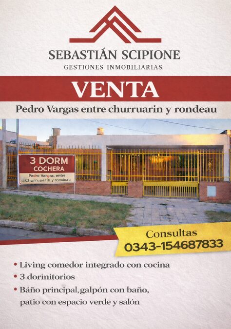 VENTA CASA 3 DORM PEDRO VARGAS PARANA