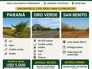 LOTES EN PROMOCION PARANA Y ALREDEDORES