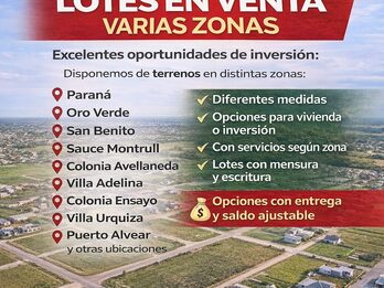 LOTES EN PROMOCION PARANA Y ALREDEDORES
