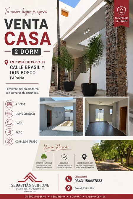 VENTA CASAS 2 DORM COMOLEJO CERRADO PARANA