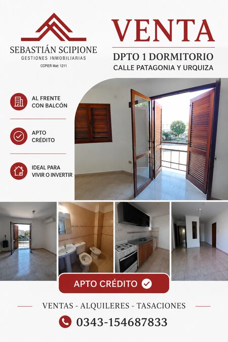DPTOS 1 DORM VENTA ZONA CENTRO PARANA