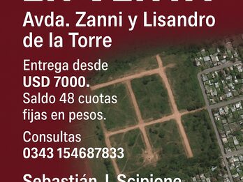 LOTES EN VENTA ZONA ZANNI PARANA