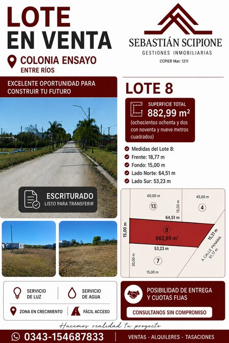 LOTES EN VENTA PARANA TODOS LOS SERVICIOS