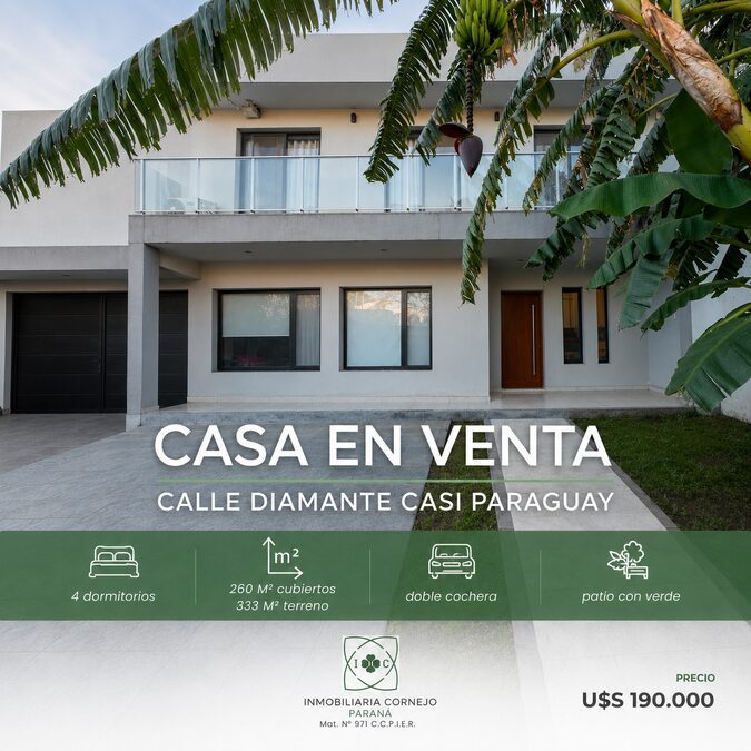 VENTA - CASA APTA CRÉDITO EN CALLE DIAMANTE, PARANÁ.