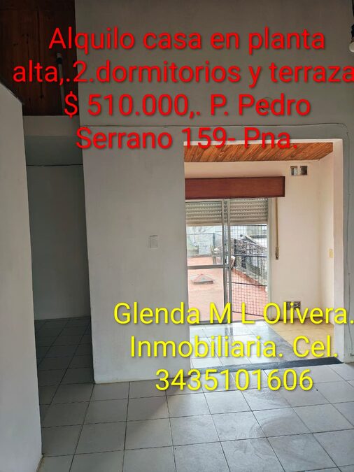 casa en planta alta 2 domrmitorios