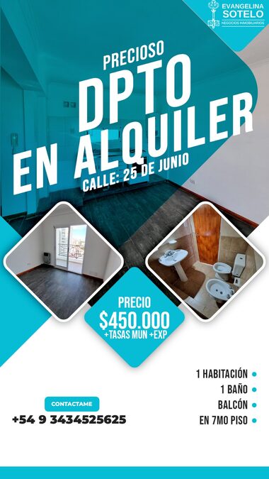 ALQUILO DEPARTAMENTO SOBRE CALLE 25 DE JUNIO