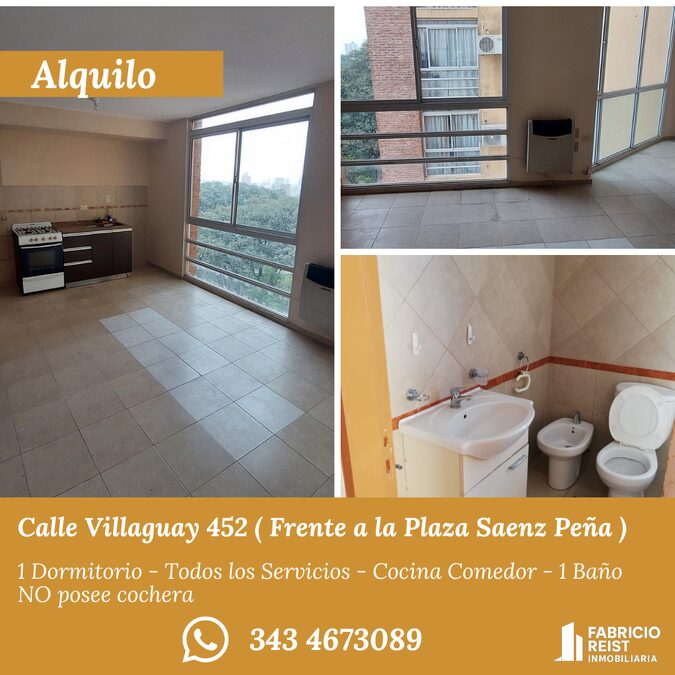 Alquilo departamento de 1 dormitorio ( frente a la Plaza Sáenz Peña )