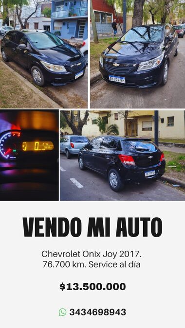 Vendo Chevrolet Onix Joy 2017