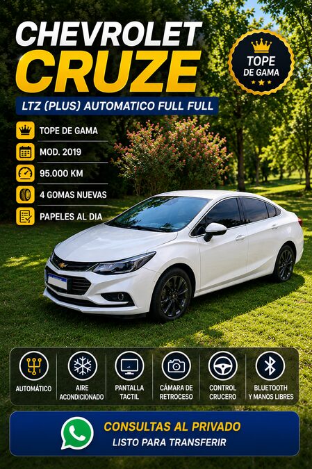 CHEVROLET CRUZE LTZ PLUS AT 2019!!!!
