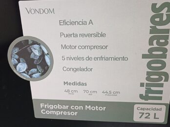 Vendo frigobar 72 ltrs