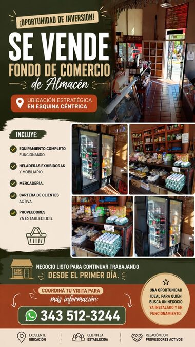 SE VENDE FONDO DE COMERCIO