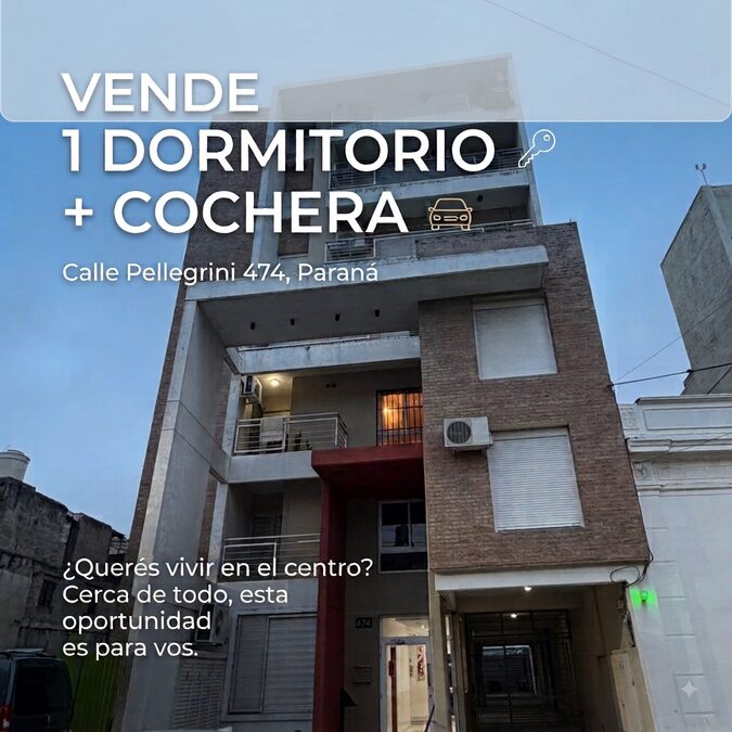 Vende departamento centrico 1 dormitorio + cochera techada