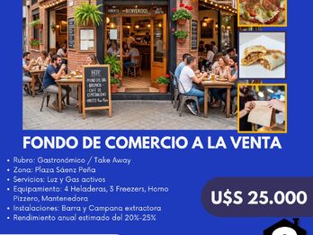 VENDO FONDO DE COMERCIO EN ZONA PLAZA SAENZ PEÑA