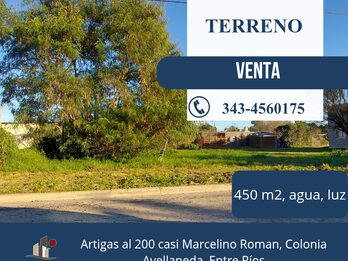 COLONIA AVELLANEDA, TERRENO EN VENTA, EXCELENTE UBICACION