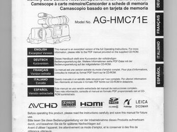VIDEOCAMARA PROFESIONAL PANASONIC AG-HMC 71