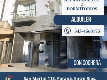Alquilo departamento 2 dormitorios, cochera, zona Parque