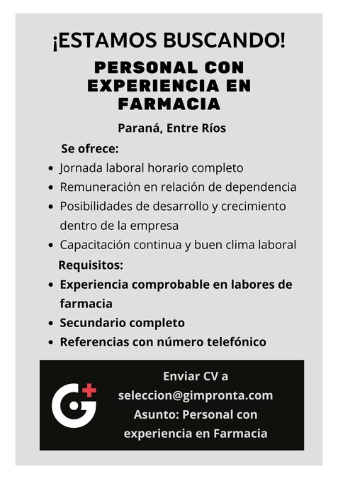 Personal de farmacia con experiencia