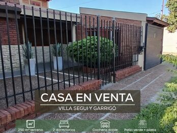 VENTA CASA 2 DORM CON COCHERA, PATIO CON PILETA Y QUINCHO - VILLA SEGUÍ Y GARRIGÓ