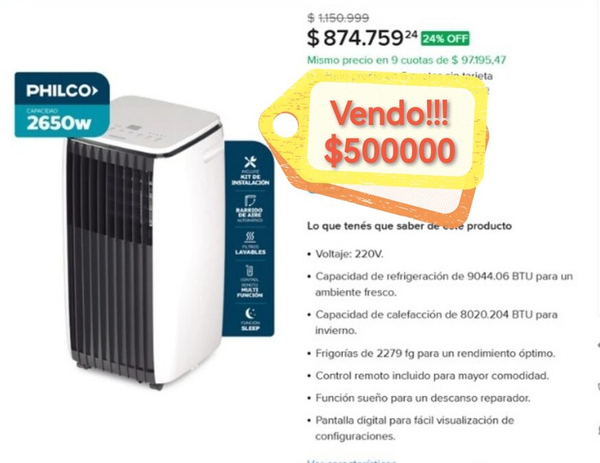 oportunidad AIRE ACONDICIONADO FRIO/CALOR PORTATIL CASI NUEVO