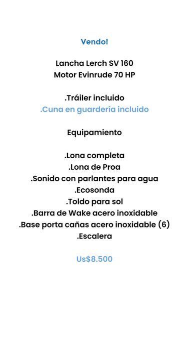 VENDO LANCHA LERCH SV160