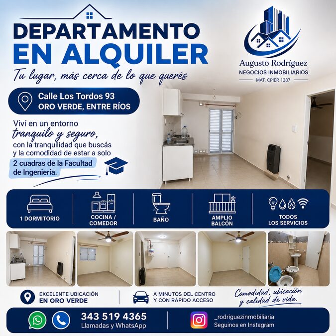 Departamento de 1 dormitorio en alquiler