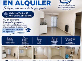 Departamento de 1 dormitorio en alquiler