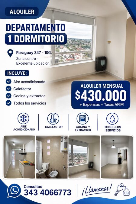 Departamento 1 dormitorio - Todos los servicios - Zona: Centro.