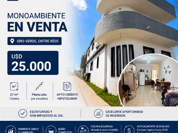 EN VENTA - MONOAMBIENTE APTO CREDITO