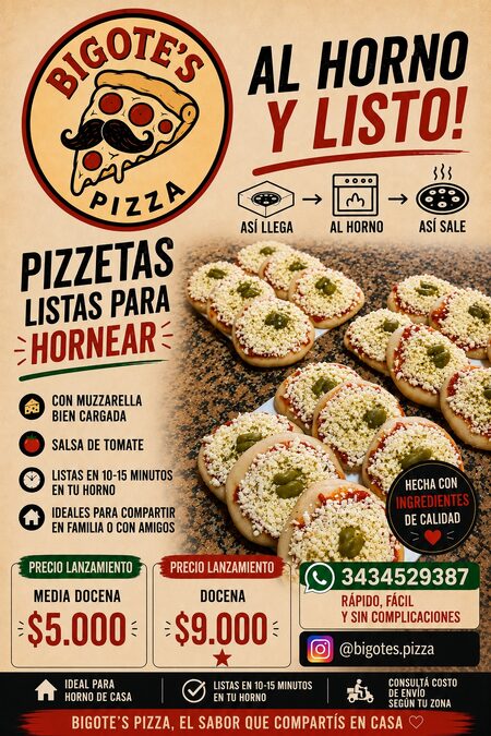 Pizzas y Pizzetas listas para Hornear