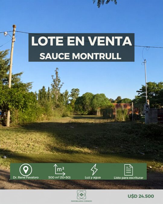 LOTE EN VENTA 500 m²  - SAUCE MONTRULL A PASOS DEL CLUB TILCARA